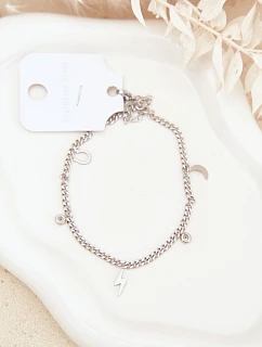 Stříbrný náramek na nohu s přívěsky