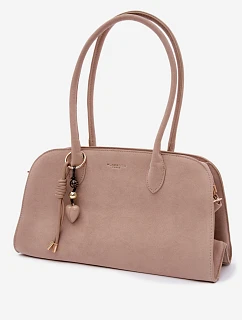 Kabelka s přívěskem a sponami Eko semišová světle béžová Violette