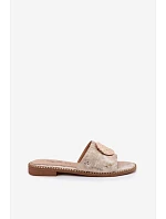 Dámské žabky s ozdobným detailem Ploché podpatky KV61-6034 Zlaté