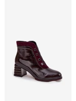 Lakované dámské boty na podpatku D&A – bordó