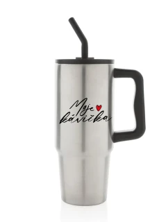 MOJE KÁVIČKA - stříbrný cestovní termohrnek 900 ml