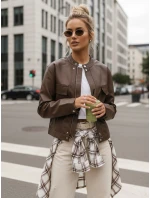 Hnědá dámská kožená bunda FashionStreet TY5540