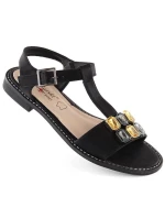 Zirkonové pohodlné sandály S.Barski W OLI261A černá Zirkonové pohodlné sandály S.Barski W OLI261A černá