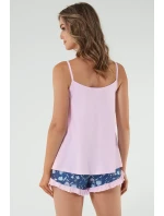 Italská móda Tulip full length short barva:růžová/potisk