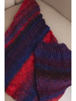 Dámský vlněný šátek měkký a teplý v barevných pruzích KN19 červený Dámský vlněný šátek měkký a teplý v barevných pruzích KN19 červený
