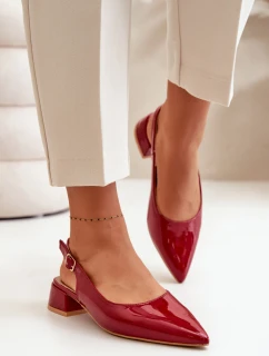 Lakované Baleríny Na Nízém Podpatku S Špičatými Nosíky Bordové Anarinne