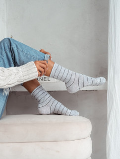 Šedé pruhované netlakové ponožky - Milena