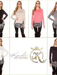 Dámská svetrová tunika 2v1 6544 Tmavě modrá s ecru - Koucla