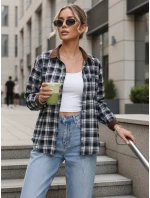 Dámská kostkovaná košile na knoflíky tmavě modrá FashionStreet DY0483