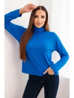 Dámská viskózová blůza s rolákem a dlouhým rukávem chabrová