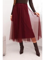Dámská midi sukně tylová s podšívkou viskóza bordová