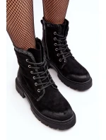 Dámské zdobené boty s zipem černé Santelia