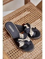 Pantofle S Dekorací Přírodní Kůže Zazoo 3574/Z Černé