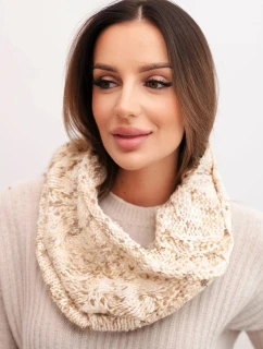 Komin dámský vlněný měkký melírovaný zimní šátek KN25 béžový