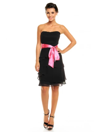 Společenské šaty korzetové značkové MAYAADI s mašlí a sukní s volány černé - Černá - MAYAADI Společenské šaty korzetové značkové MAYAADI s mašlí a sukní s volány černé - Černá - MAYAADI