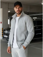 Pánská mikina na zip bez kapuce šedá BX4109 Pánská mikina na zip bez kapuce šedá BX4109