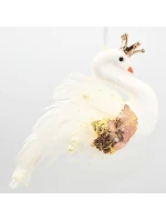 DEKORATIVNÍ ZÁVĚSNÁ CETKA LABUŤ 17CM PERLEŤOVÁ KŘÍDLA