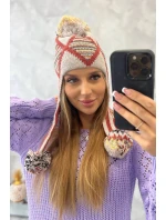 Dámská klapka na uši Eunika K322 béžová+červená