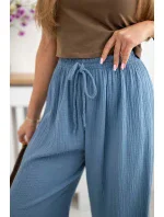 Mušelínové kalhoty se širokou nohavicí Džínovina