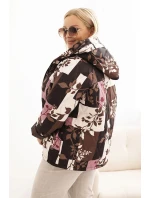 Dámská bunda Plus Size s kapucí a prodlouženým zadním dílem hnědá Dámská bunda Plus Size s kapucí a prodlouženým zadním dílem hnědá