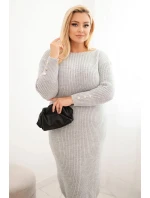Dámské pletené šaty Plus Size s mohairen šedá