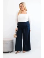 Dámské kalhoty Plus Size s širokými nohavicemi a plisováním granátové
