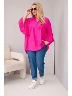 Dámská viskózová halenka Plus Size s volánovým rukávem a výstřihem do V fuchsie Dámská viskózová halenka Plus Size s volánovým rukávem a výstřihem do V fuchsie
