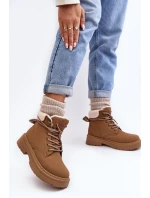 Dámské kožené Trapery s kožíškem Hnědá Lynnvia