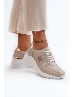 Dámské kožené tenisky na podpatku béžové S.Barski LR810