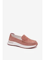 Růžové dámské semišové mokasiny Pevina