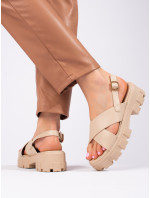 Exkluzívní dámské hnědé  sandály bez podpatku
