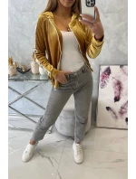 Hořčicová velurová mikina s kapucí Hořčicová velurová mikina s kapucí