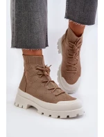 Dámské Ponožkové Nazouvací Botky Hnědé Solime