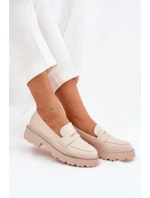 Dámské eko kožené mokasíny s cyrkoniemi Wilamla – béžové