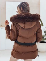Dámská zimní prošívaná bunda s kapucí LOVELINA hnědá FashionStreet TY4953