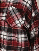 Dámská oversize flanelová košile s kostkovaným vzorem v bordó barvě FashionStreet DY0502 Dámská oversize flanelová košile s kostkovaným vzorem v bordó barvě FashionStreet DY0502