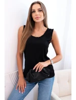 Dámská viskózová halenka s volánem ve výstřihu černý