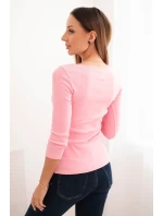 Dámská pruhovaná blůza s 3/4 rukávem a ozdobnou nášivkou světle růžová Dámská pruhovaná blůza s 3/4 rukávem a ozdobnou nášivkou světle růžová