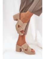 Lehké Pantofle Na Podpatku Z Eko Kůže Světle Béžové Kacaria