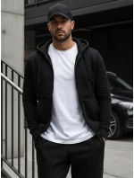 Pánská mikina s kapucí na zip černá BX2192 Pánská mikina s kapucí na zip černá BX2192