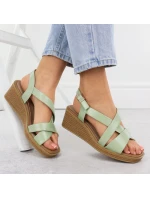 Zelené lakované dámské sandály na platformě Sergio Leone SK298