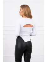 Halenka s žebrovaným výstřihem bílá Halenka s žebrovaným výstřihem bílá