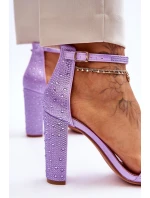 Dámské sandály na vysokém podpatku se zirkony fialové Idealistic