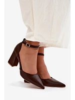 Lodičky na podpatku z imitace kůže Cihlové Selvra