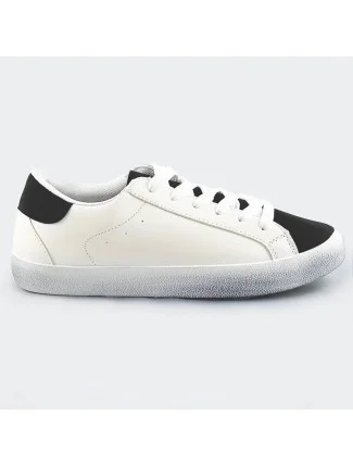 Dvoubarevné bílo-černé dámské šněrovací trampky (6340) Dvoubarevné bílo-černé dámské šněrovací trampky (6340)