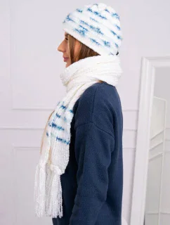 Dámská souprava se šátkem Anika K304 ecru+jeans