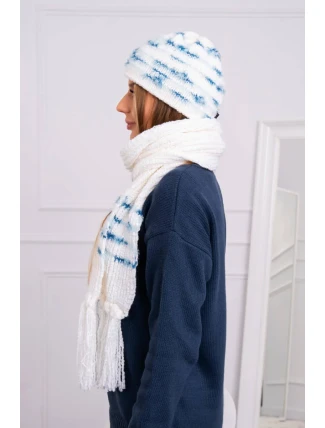 Dámská souprava se šátkem Anika K304 ecru+jeans Dámská souprava se šátkem Anika K304 ecru+jeans