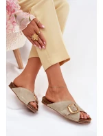 Kožené Pantofle Se Zlatou Sponou Maciejka 07000-22 Pistácie Kožené Pantofle Se Zlatou Sponou Maciejka 07000-22 Pistácie