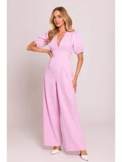 M852 Kombinéza s puff rukávy - cukrově růžová