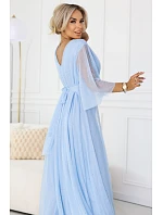 Dlouhé třpytivé šaty plus size 654-3 modré - Numoco Dlouhé třpytivé šaty plus size 654-3 modré - Numoco